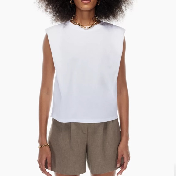 Aritzia Tops Aritzia Babaton Shoulder Pad Tank White Poshmark
